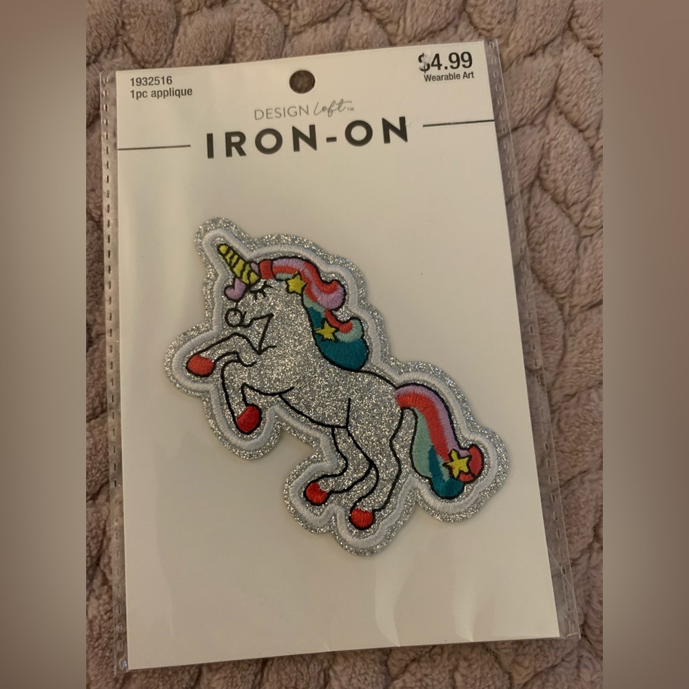 New Design Loft Colorful Silver Glitter Unicorn Iron-On Patch